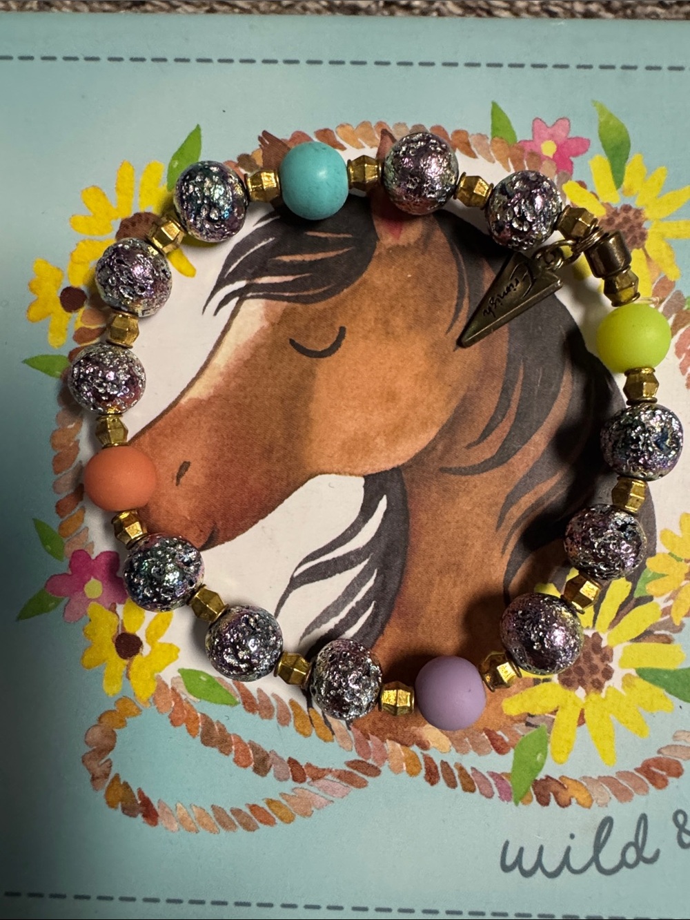 Beaded Kids Stretch Bracelet with Multicolor Accent Beads